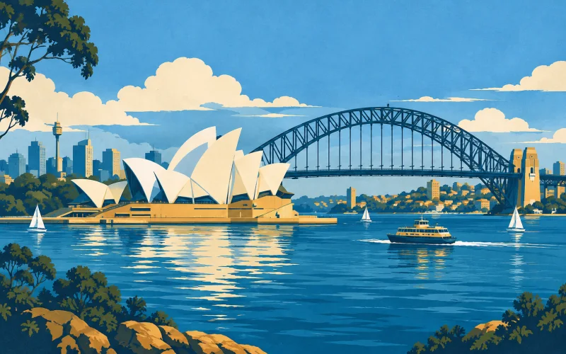 Australia landmark illustration