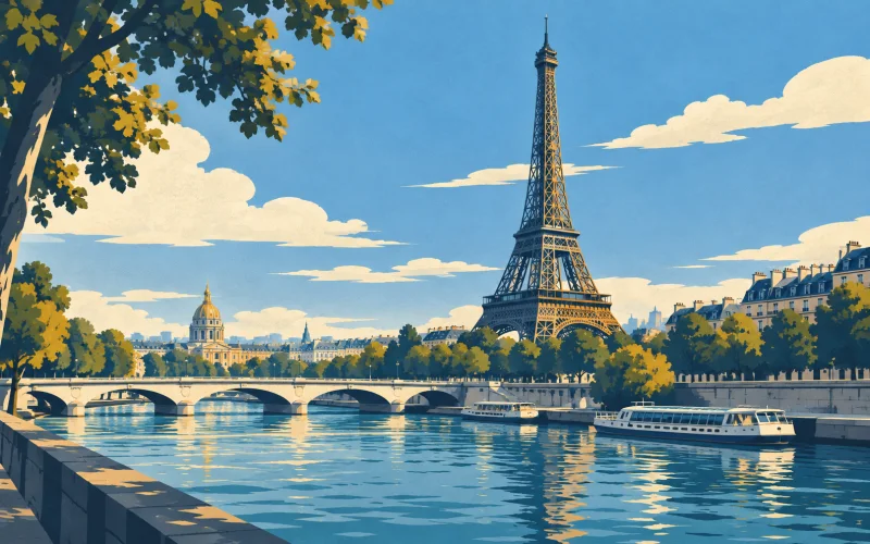 France landmark illustration
