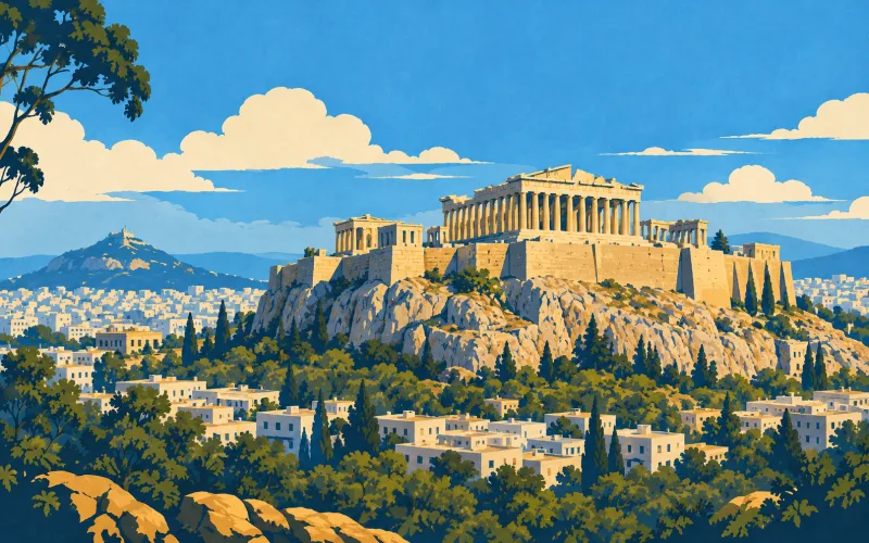 Greece landmark illustration