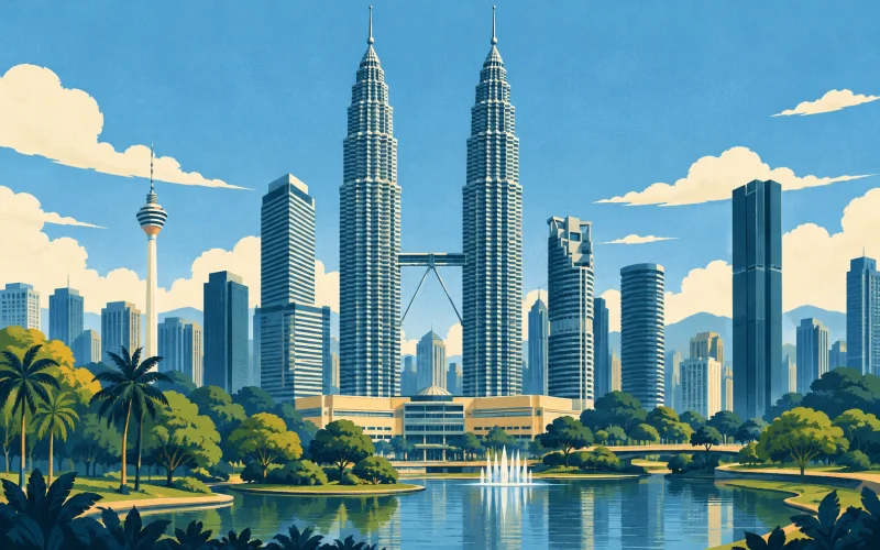 Malaysia landmark illustration