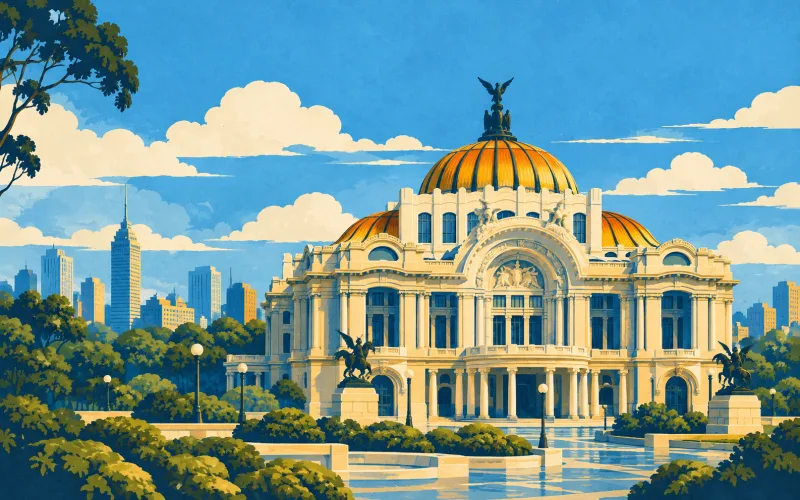 Mexico landmark illustration