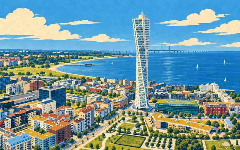 Sweden landmark illustration