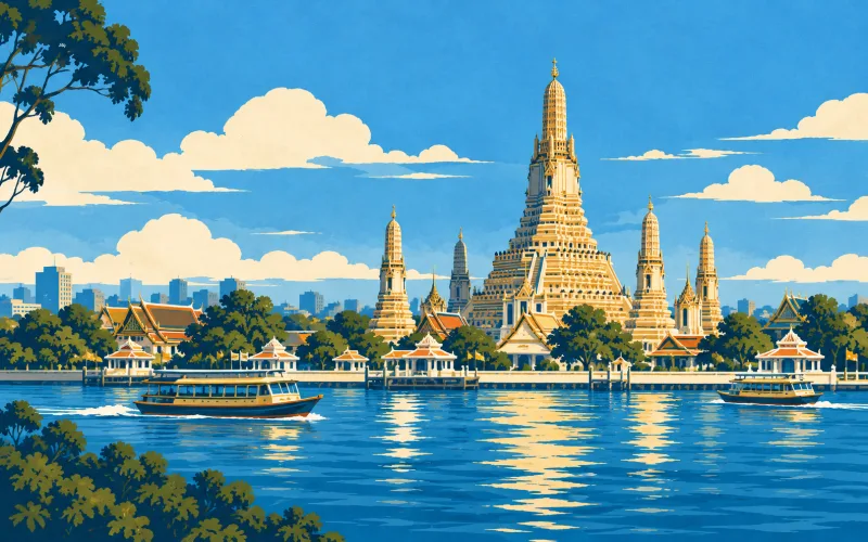 Thailand landmark illustration